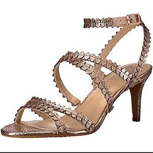 New Vince Camuto Size 8 Blush Rose Gold Low High Heels With Strap